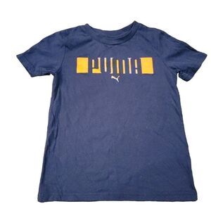 Puma Boys Blue Orange Crew Neck Short Sleeve Pullover T Shirt Size 6